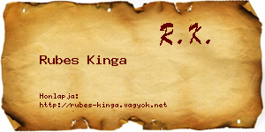 Rubes Kinga névjegykártya